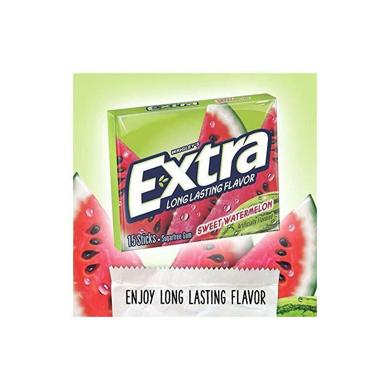 EXTRA Sweet Watermelon Sugarfree Gum, 15 Pieces (Pack of 10)
