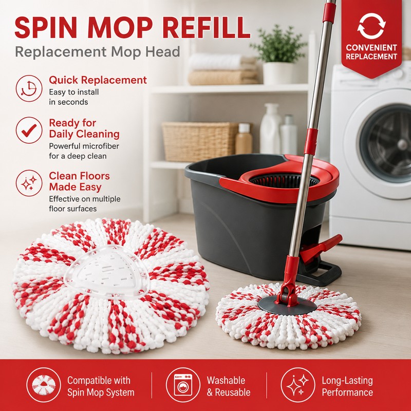 Microfiber Spin Mop Head Replacement for EasyWring Systems – Absorbent