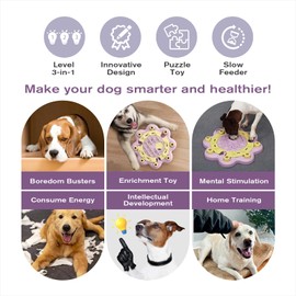 KADTC Puzzle Toys Level 3 in 1 for Small/Medium/Large Dogs Puppy Boredom Busters Keep Busy Interactive Brain Mental Stimulation Mentally Stimulating Games Enrichment Toy Food/Treat Puzzles Feeder