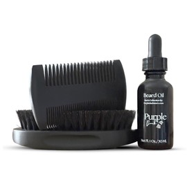 Purple Duck Men's Beard Brush and Comb Set – Complete Beard Brush Kit for Men, Includes Beard Brush & Beard Comb for Grooming and Styling, Gift for Bearded Men
