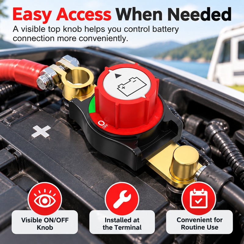 Top Post Battery Disconnect Switch for 12–48V Systems – 250A