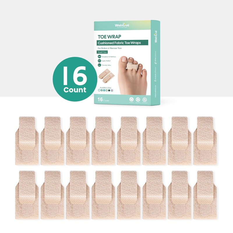 Welnove Hammer Toe Straightener - 16 Pack Broken Toe Wraps