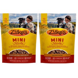 (2 Pack) Zuke Mini Naturals Training Dog Treats (Chicken, Peanut Butter) - 16 oz