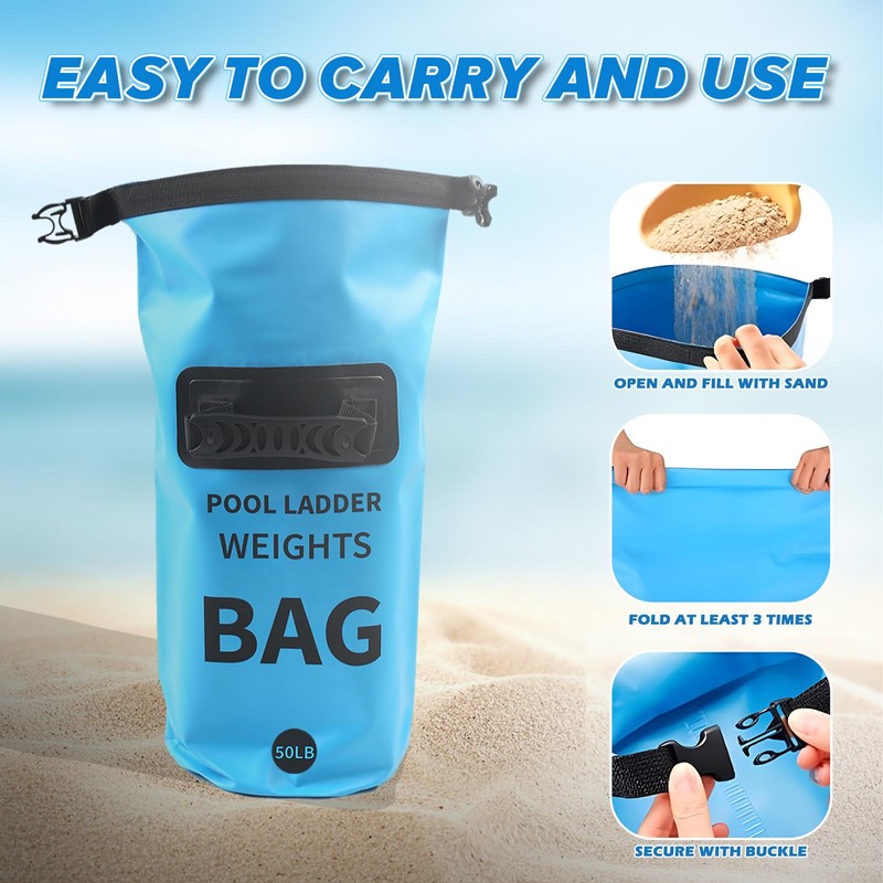 2Pcs Heavy Duty Pool Ladder Weights, 50lbs Sand Fillable Universal