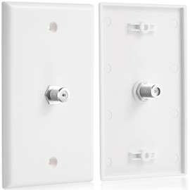 1-Port TV Cable Wall Jack F Connector Coax Video Jack Single Gang Wall Plates (White, 8 Pcs)