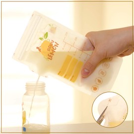 Baby Lemon Breast Milk Storage Bags with Spout - 8 oz, 100 Bags, Extra Thick, Leak Proof, Pre-sterilized, Ready to Use, BPA Free, Easy Write Material