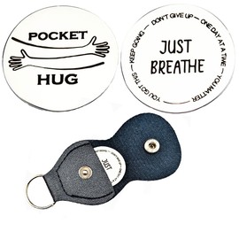 Inspirational Pocket Hug Token Gift for Women Men Just Breathe Pocket Hugs Keychain for Wife Son Encouragement Positive Gifts for Best Friend Motivational Mental Health Gift