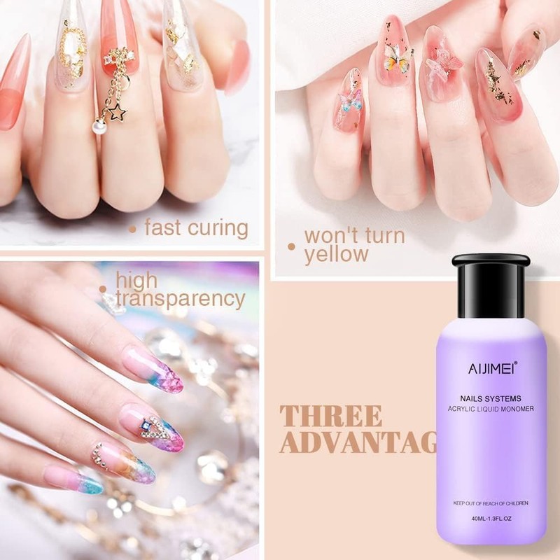 AIJIMEI Acrylic Liquid Monomer 58ml For Acrylic Nails Powders &