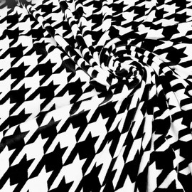 Fabric Sold by the Metre Wellness Fleece Soft Plush White Black Houndstooth Checked Large Soft Plush Clothing Soft Houndstooth Pattern Gas Oil Save Reduce Heating Costs