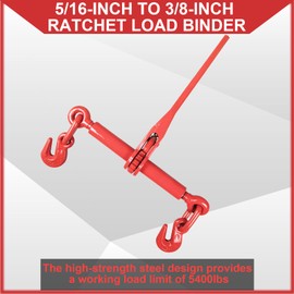 AAIN 5/16"-3/8" Ratchet Chain Binder, Load Binders with Grappling Hook, 5400LBS Working Load Limit, Support 5/16in. G70 or 3/8in. G43 Chain,Tie Down Hauling Chain Binders for Flatbed Truck Trailer