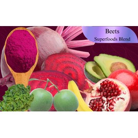 Beets Superblend 100% Freeze Dried Powder Juice, Beets, Pomegranate, Avocado, Kale, Banana, Monk Fruit, No Sugar Added.
