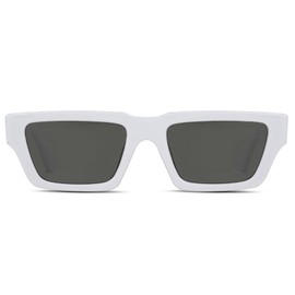 TruFabV Small 90s Retro Rectangle Sunglasses for Women Men Vintage Fashion Square Sun Glasses (White)