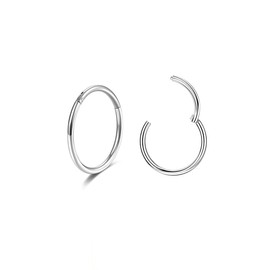 VGRDTW Sterling Silver 10mm Sleeper Hoop Earrings with Hinged Closure - Lightweight Circular Design for Women, Daily Wear & Gifting