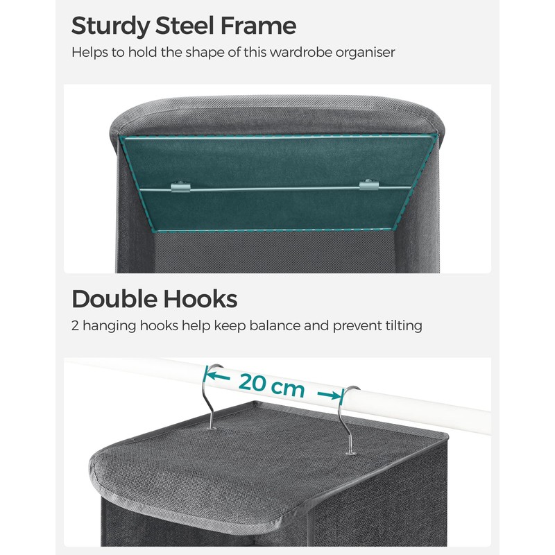 SONGMICS Hanging Closet Organizer, Hanging Storage Shelves, Hanging Closet Shelves,