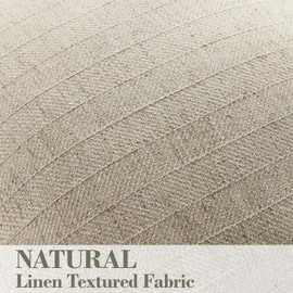 DEZENE 20x20 Linen Pillow Covers Natural Beige Pack of 2 Farmhouse Boho Neutral Accents Striped Textured Square Decorative Throw Pillow Cases for Living Room Couch Bed Home Decor