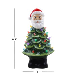 Mr. Christmas Nostalgic Ceramic Christmas Tree with LED Lights Indoor Decoration, 8 Inches, Santa