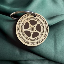 Auto Tuning - Felge Schlüsselanhänger handgemacht aus Holz, Glücksbringer, Tuning Geschenk, Geschenk für PS Junkies, Tuner Geschenk, Geschek für Autofans