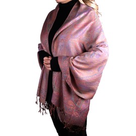 TZ Promise Pashmina Scarf with Vintage Tapestry Style Rainbow Luxury Paisley Pattern Wrap Shawl (Brown Multicolored)
