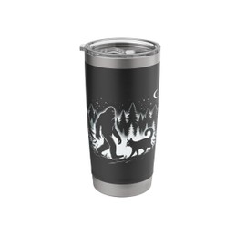 Bigfoot and Cat Walking Night Sky Hiking & Camping Costume Stainless Steel Insulated Tumbler