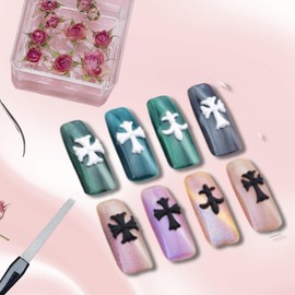 MiHarutsu Nail Parts Crucifix Black White Nail Parts 10 Set Gel Nail Parts Cross Punk Metal Parts 4 Types x 5 x 2 Colors 40 Pieces