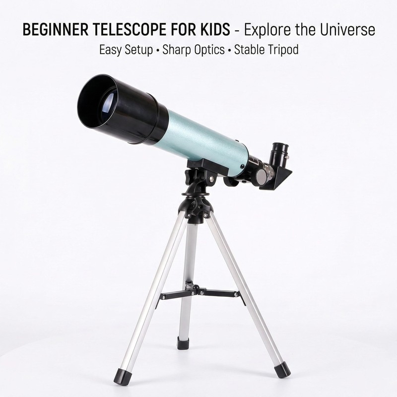 Telescope for Beginners, 90X Portable Astronomical Refractor with 15" Tabletop