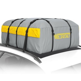 Car Roof Bag Rooftop Cargo Carrier, 21 Cubic Feet Waterproof Roof Luggage Cargo Carrier Bag with Anti-Slip Mat for All Cars Vehicles SUV with/without Rack (with 2PCS 4M Ratchet Straps)…