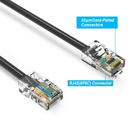FireFold Cat5e Ethernet Patch Cable Black 20ft with Gold Plated RJ45 Connectors – 350 MHz High Performance Patch Cord – 4 UTP 24 AWG Stranded Copper Pure Conductors with PVC Jacket