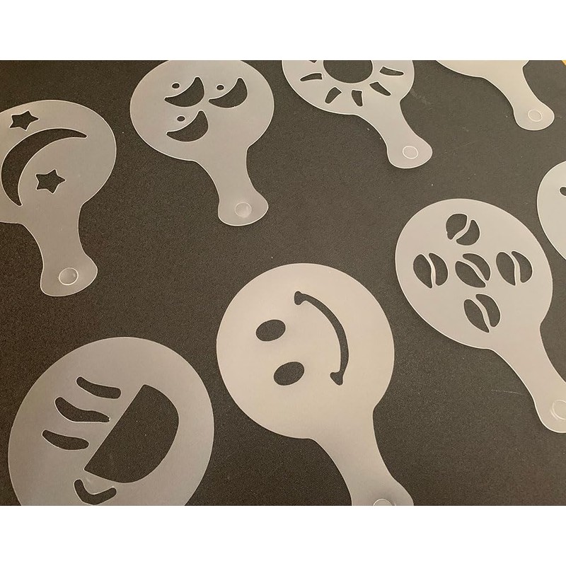 16-Pack Coffee Stencils Plastics Molds for Cookies Baking Dessert Cappuccino
