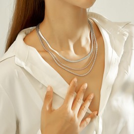 wgoud Gold Necklace for Women Waterproof,14K Real Gold Plated Herringbone Choker Necklace for Women Trendy, Dainty Gold Chain Necklaces Stack,Simple Layered Gold Necklaces for Women Jewelry Gifts