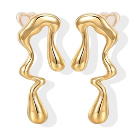 Gold Statement Earrings Irregular Waterdrop Earrings Trendy Earrings for Women 2024 Gold Liquid Jewelry Accessories for Girls
