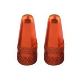 Aluminium Presta Tyre Valve Dust Caps (2 Pack) (orange)
