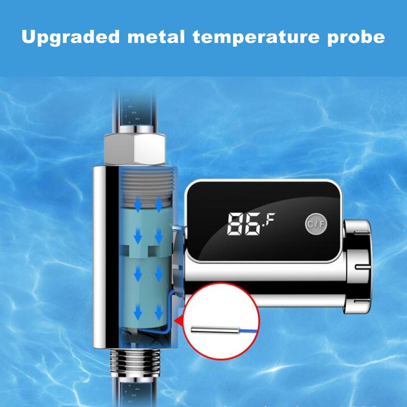 LED Display Water Shower Thermometer Rotatable Screen Waterproof Easy to