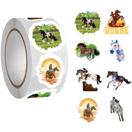 500 Pieces（8 Patterns）Equestrian Horse Stickers Colorful Fashion Graffiti Rolls Self Adhesive Seals for Kids Girls Boys Teens Adults for Water Bottles Laptop Suitcase for Birthday Party Supplies