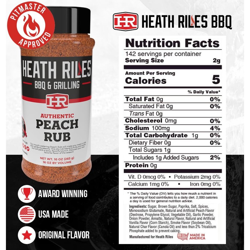 Heath Riles BBQ Rub - Peach Seasoning, Champion Pitmaster Recipe,