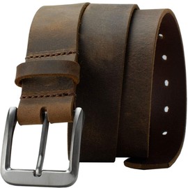 Nickel Smart Mt. Pisgah Titanium Brown Distressed Leather Belt - 40"