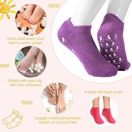 2 Pairs Gel Socks for Women Moisturizing Sock for Men Hard Rough Peeling Skin Soft Spa Repairing and Softening Calluses Dry Cracked Feet Skins Heels
