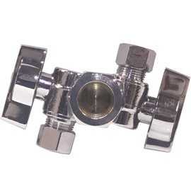 EZ-Fluid 5/8" Comp O.D X 3/8" Comp X 3/8" Comp 1/4 Turn Double Metal Handles Chrome Brass Angle Stop Valve Water Shut Off Ball Valve For Water Pipes LF,Faucet Toilet Valve,Dishwasher,Filter(1)