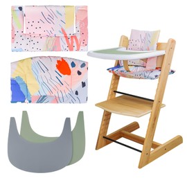 High Chair Cushion, Soft and Comfortable for Tripp Trapp High Chair Cushion, with Two High Chair Placemat, for Tripp Trapp Cushion Set Makes It More Comfortable for Baby (Colorful Patterns)