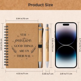 Oyydecor 30 Sets Spiral Notebooks Small Notepads Bulk Inspirational Journals with Retractable Bamboo Pens Thank You Bulk Christmas Gift for Employee Nurse Coworker Teacher (Brown)