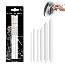 Sketching Highlight Pen, Paper Wiper Set, White Charcoal Pencil, 6 Pieces Mixing Paper Wiper, 3 Pieces White Pencil Set, Non-Toxic Drawing Pencils Tools for Fine Art Supplies, Soft, Medium, Hard