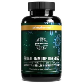 Primal Harvest Immune Defense 10-in-1 Supplement with Probiotics, Zinc, and Vitamins C, D3, K2, B6 Daily Immune Support for Adults