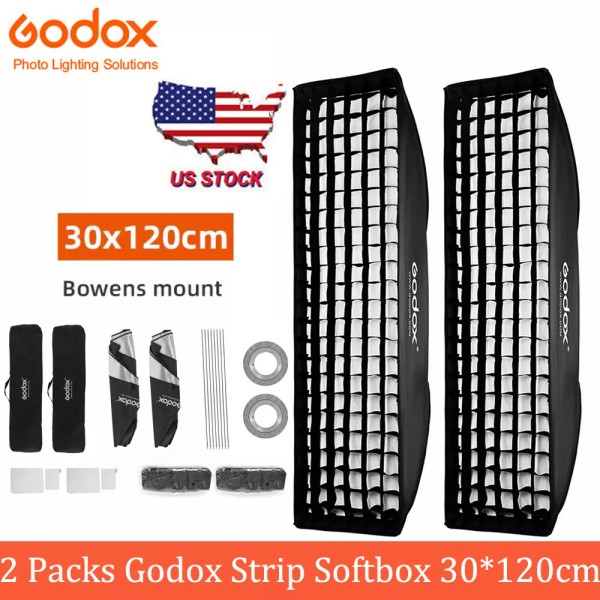 Godox US 2 Packs Godox FW 30*120cm Bowens Mount Softbox