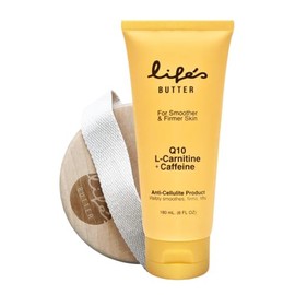 Life's Butter Crema anticelulítica con coenzima Q10, L-carnitina y aceite de coco (individual) con cepillo corporal de cepillado en seco