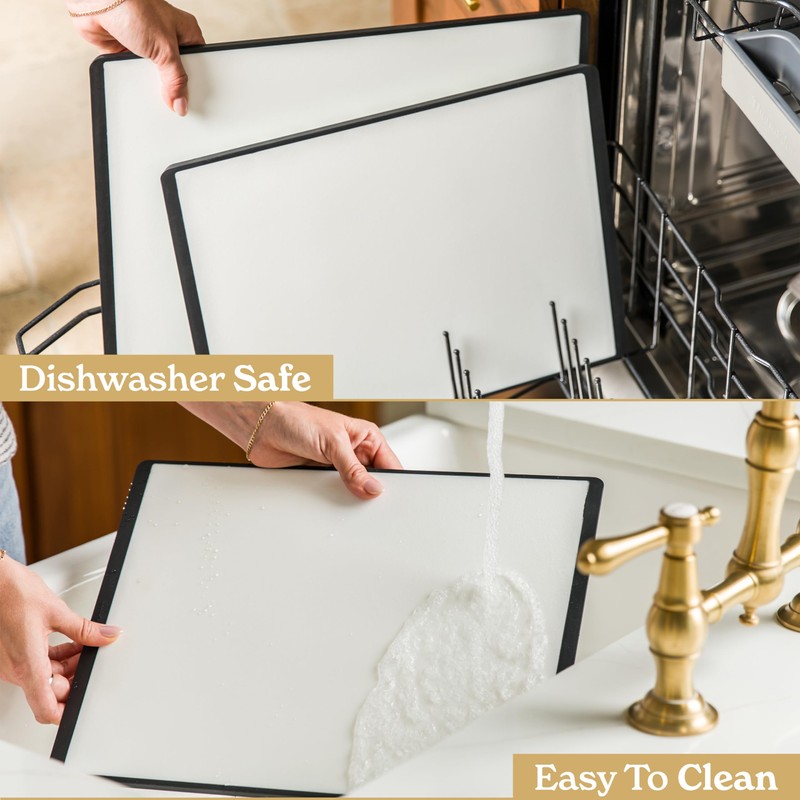 SMIRLY Plastic Cutting Board Set With Holder, Dishwasher Safe Plastic