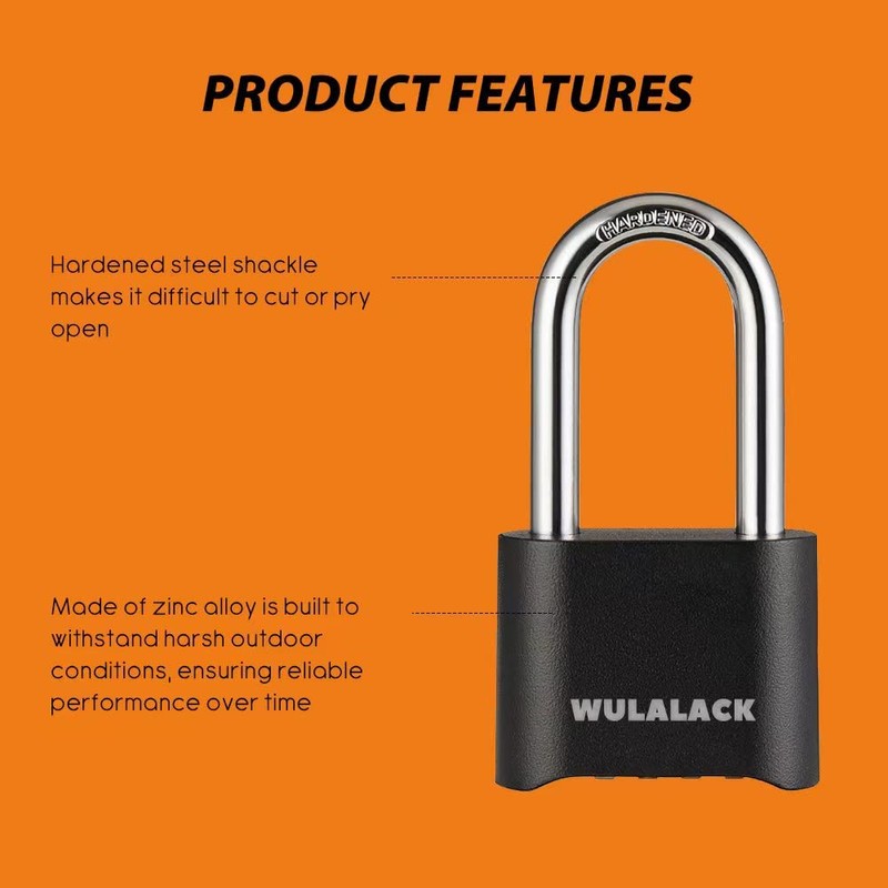 WULALACK Combination Lock - 12 Pack Long Shackle Combo for
