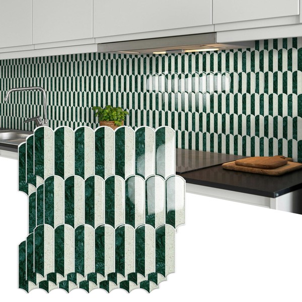 MOONFUN Peel and Stick Backsplash Tiles 10-Sheet Upgraded Thicker Design,