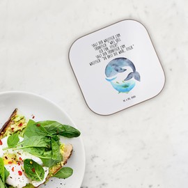 Mr. & Mrs. Panda Glass Coaster Whale Tuna Gift Word Joke Funny Sayings Good Mood Cork Coasters Animals Joke
