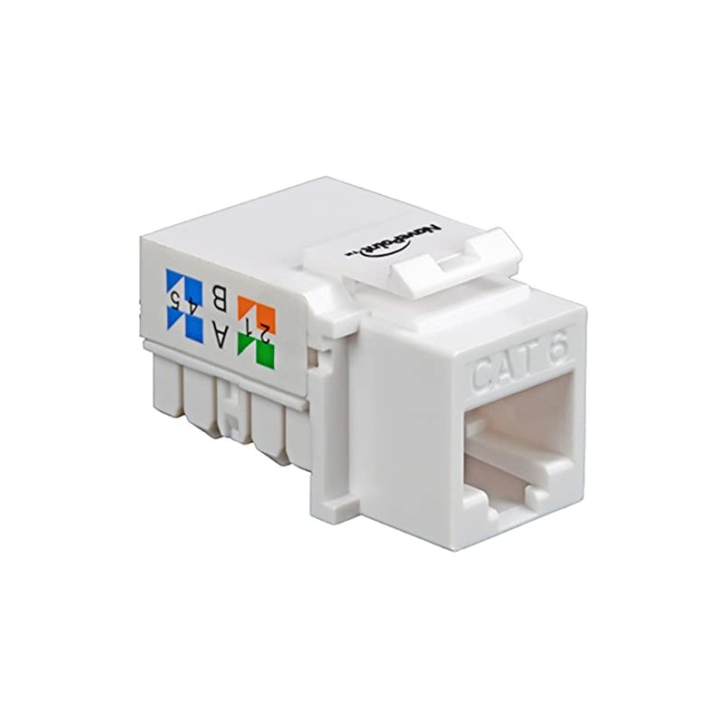 NavePoint CAT6 Ethernet Keystone Adapter Right Angle White 10-Pack