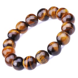 Feilok Energy Bracelet Energy Stone Ball Chain Tiger Eye Natural Pearl for Children, Women and Men, Stainless Steel