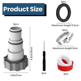 CUVZORA 2 Pieces Pool Hose Adapter 32/38 mm - Compatible with Intex Pool, Filter Pump & Heater, Waterproof with Sealing Ring, Corrosion Resistant, Quick Installation